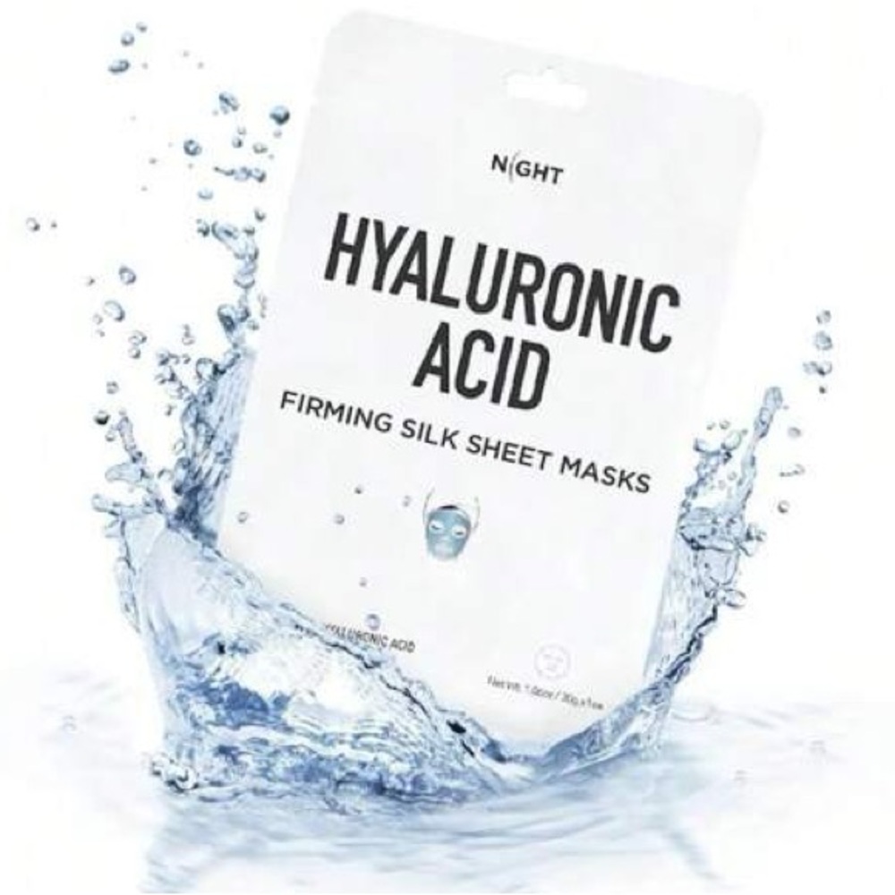 Discover NIGHT‎ Hydrating Firming Silk Sheet Face Mask Hyaluronic Acid 10 Pack